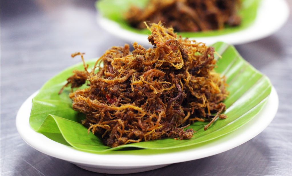 Serunding is a dry meat floss traditionally used as a condiment in Malaysian cuisine.